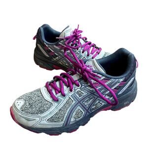 Asics Gel Venture 6 Women's Running Shoe 6.5 Gray Purple Athletic Sneakers